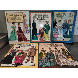 Lot of 5 Vintage Paper Doll Books Tom Tierney Dover Fashion History Victorian